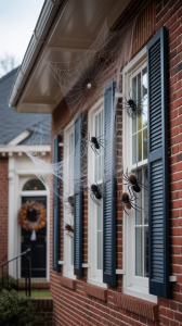 Window Corner Webs with Creepy Crawlers