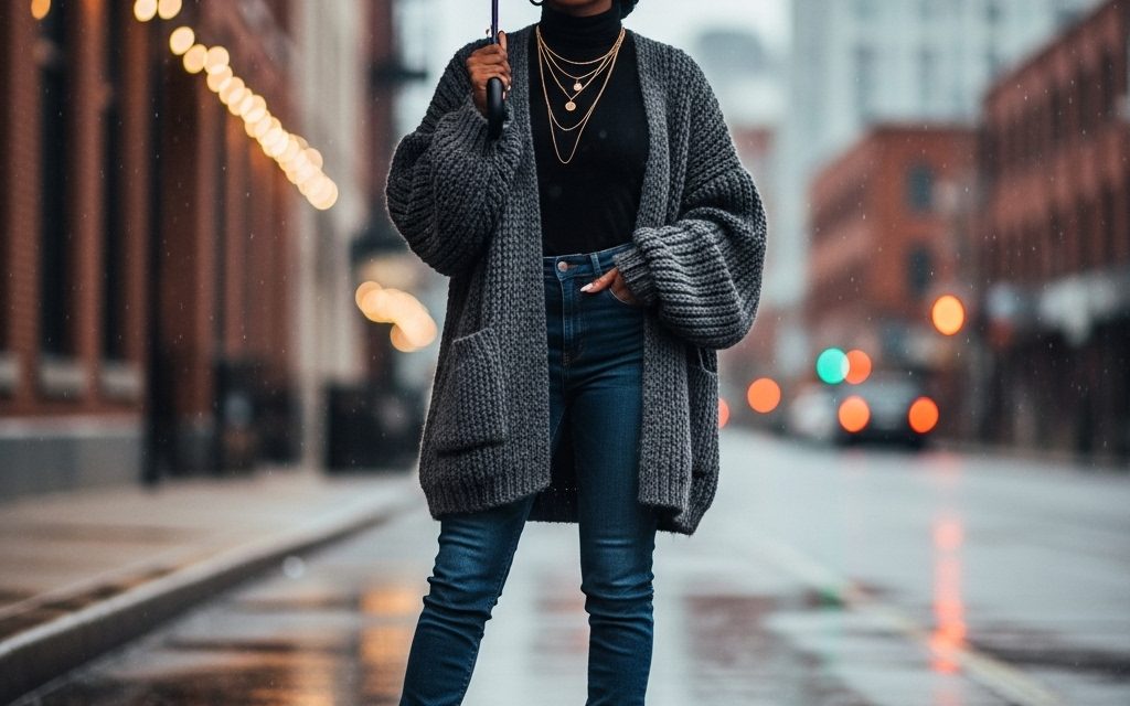 Cute Rainy Day Outfit Winter Black Women Dark Cozy Aesthetic: 25+ Looks