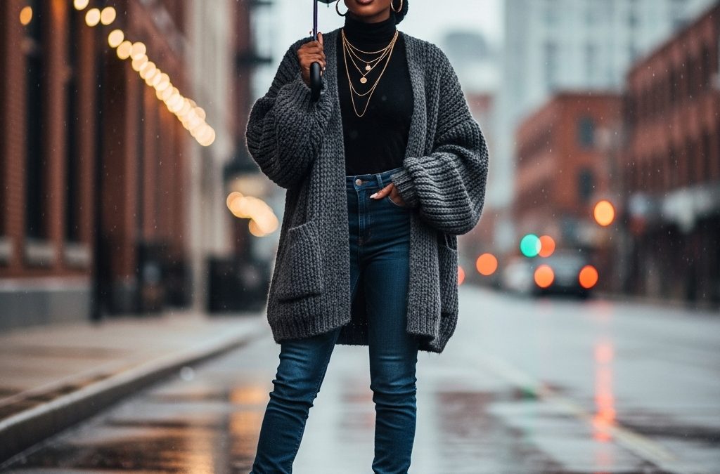 Cute Rainy Day Outfit Winter Black Women Dark Cozy Aesthetic: 25+ Looks