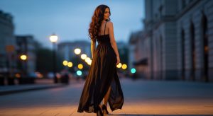 Black maxi dress for women