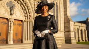 Black women's church dresses outfit with hat